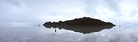 Bewolkte panorama cactus eiland