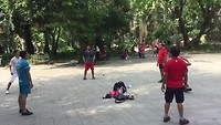 Shuttle football @ Wat Phnom