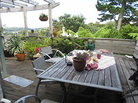 Koffie op terras bij Corrie & Richard