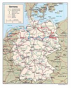 Duitsland route, rood=heen en blauw=terug,