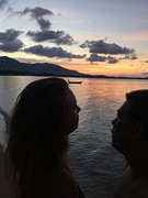 Didi en ik bij zonsondergang