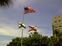 Drie vlaggen, van USA, Florida en Lee County