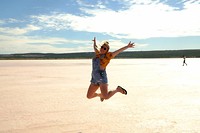 Jumping on the Pink Salt Lake
