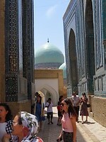 De kleur blauw overheerst bij de indrukwekkende bouwwerken in Samarqand