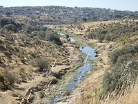 De rivier langs het fietspad