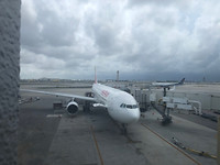Ons vliegtuig van Miami naar madrid