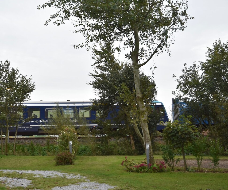 De trein langs de camping