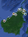 Mijn route van zes weken door Borneo