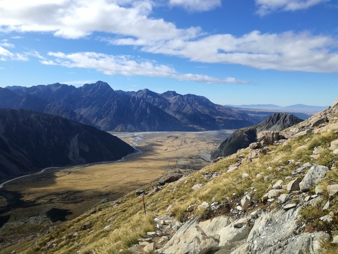 Uitzicht halverwege de Mueller Hut track