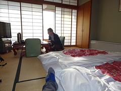 Yudanaka: ryokan met papieren wanden, slapen en zitten op de grond
