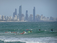 Burleigh, Gold Coast, uitzicht op het dorp iets verderop