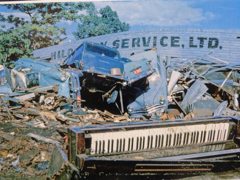 centrum Hilo na tsunami 1960 Foto Tom's reizen & verhalen