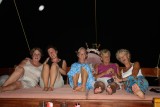 De dames hebben plezier op de rijstboot