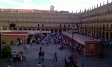 aangekomen in Salamanca. er is boekenmarkt op de Plaza Mayor