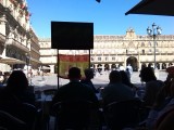 en 's avonds voetbal kijken op de Plaza Mayor Salamanca