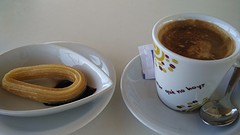 tijd voor koffie met gratis "churro" en nutella en dat voor €1,20