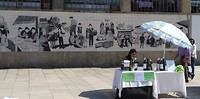 het is markt in de stad