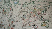 de wereldkaart met de ontdekkingsreizen