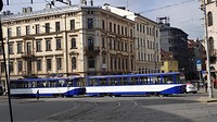 Trams en trolley's in de stad