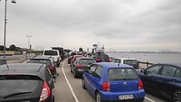 in de file voor de ferry naar Esbjerg