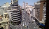 zicht op de Gran Vía vanaf El Corte inglés