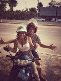 With Mira on the bike