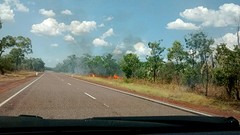 Organised bushfires besides the road