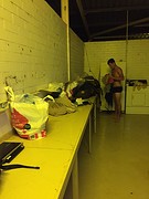 Sorting out my clothes at night after out tent collapsed