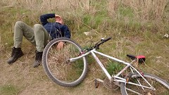 My father is a little tired after the first hill