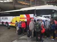 De bus; lijndienst van a corunja naar lissabon