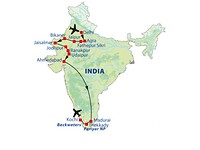 landkaart Grand Tour India2019