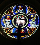Glas in lood in het kerkje van Vieux Moulin