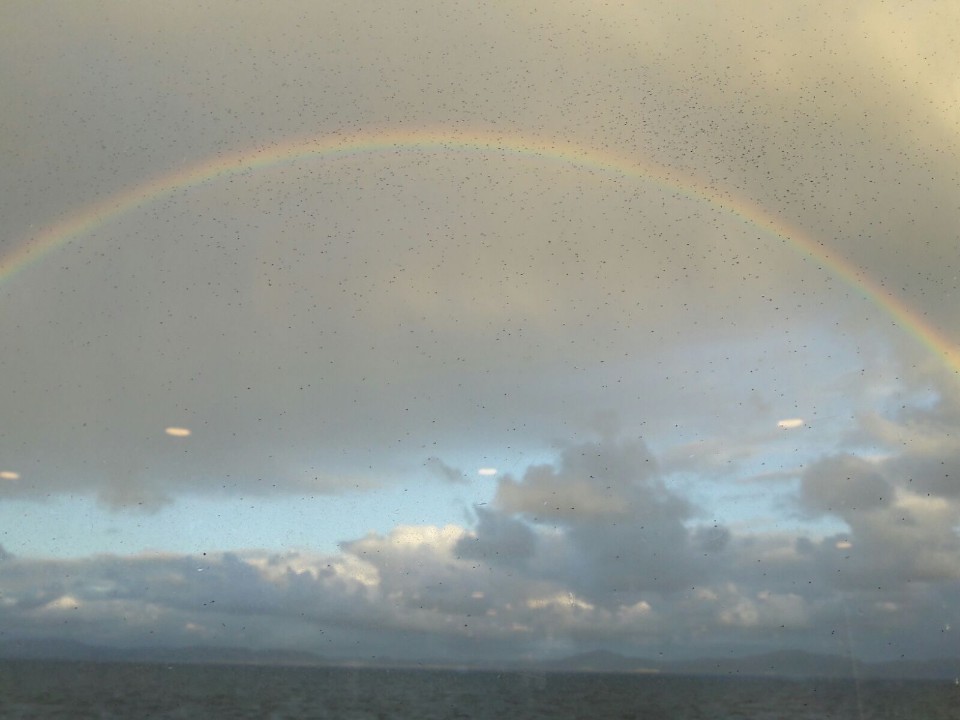 Regenboog tijdens ons etentje.