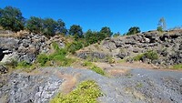 In een vulkanisch landschap