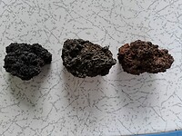 Drie soorten lava stenen