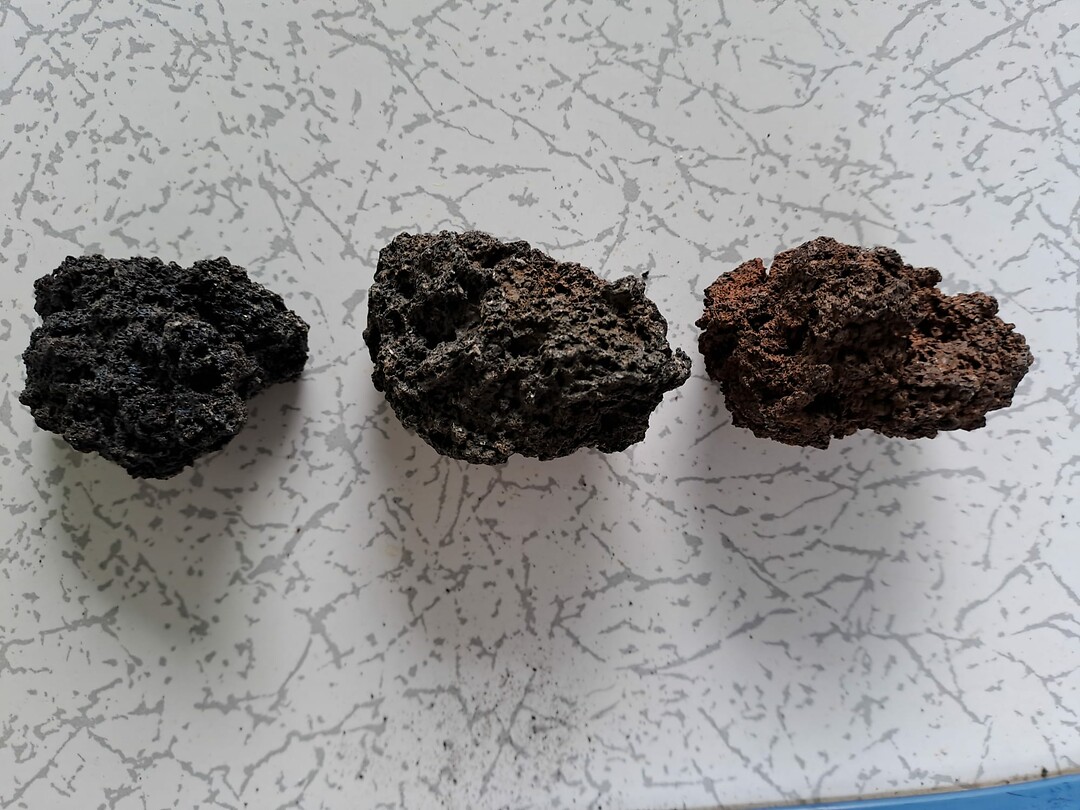 Drie soorten lava stenen