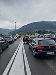 Kort na de tolpoorten FILE wachttijd 3 uur