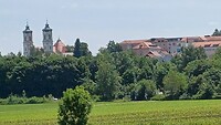 Uitzicht op Ottobeuren vanaf camping
