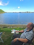 Uitzicht vanaf camper op camping Karlskrona