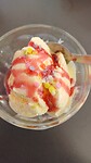 Het dessert van het menu van 9 euro