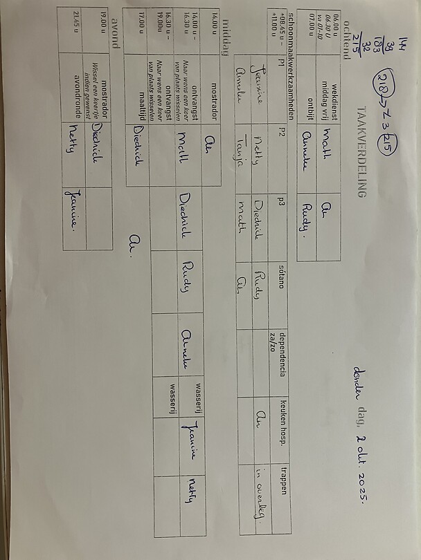 Ons werkrooster