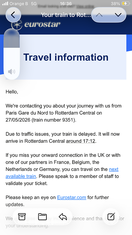 Informatie over de vertraging.