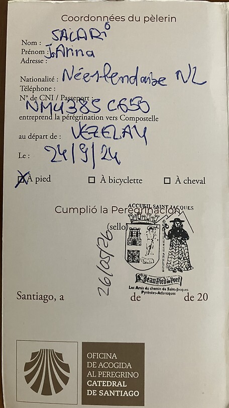 De laatste stempel in Saint Jean Pied de Port!