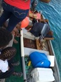 Ook hier word de vis vanuit de boot verkocht