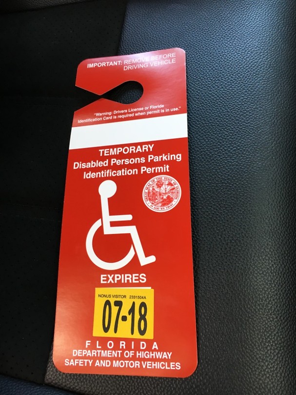 temporary parking badge