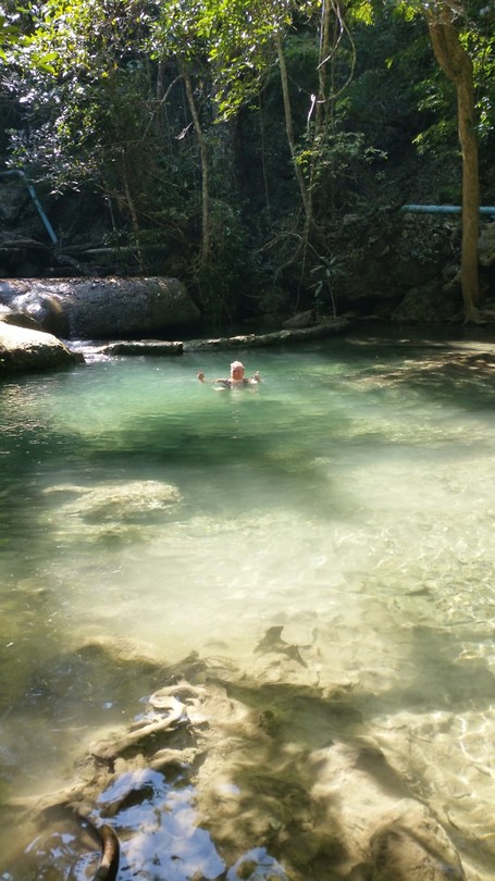 Swimming in the blue lagoon