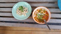 Tom Yum Koong (Prawn soul)   Spicy chicken salad Laab