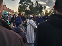 Marrakesh Plein Jemaa el-Fna bij avond muzikanten