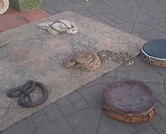 Marrakesh Plein Jemaa el-Fna bij avond slapende slangen