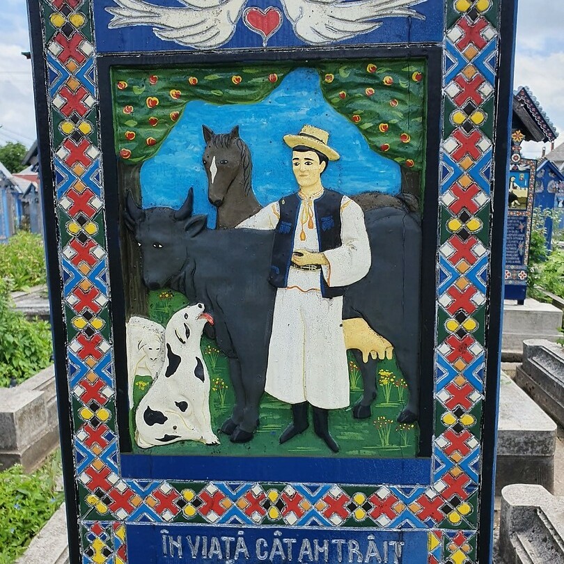 vrolijk kerkhof boer met dieren